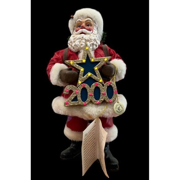 Santa Claus Greeting the Millennium Auld Lang Syne Musical 2000 Clothtiques - Picture 1 of 8